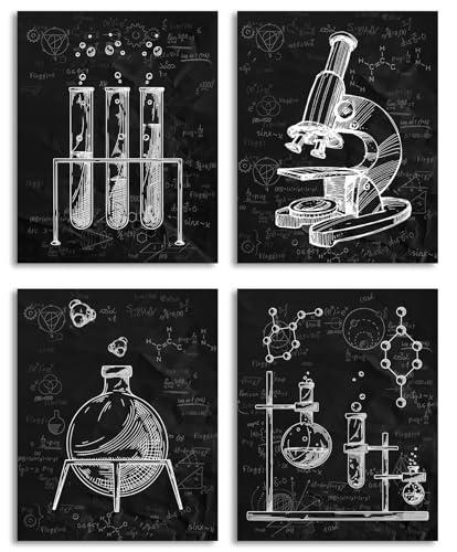 Chemistry Wall Art,Black and White Science Explore Poster 8x10Inch - color: 8x10inch (Unframed)h