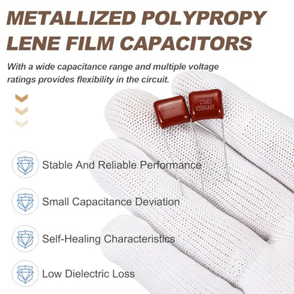 MECCANIXITY 30 Pcs Metallized Polypropylene Film Capacitors 332J 0.0033UF - size: 332J 0.0033UF