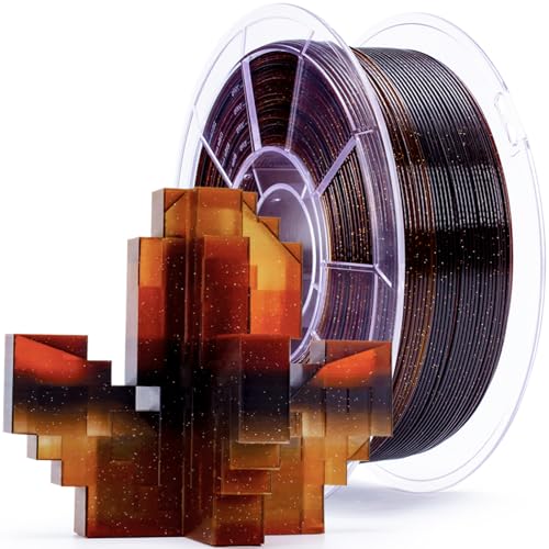 ZIRO PLA Filament 1.75mm, Sparkle Glitter & Transluent Base, 1kg Amber - color: Amber