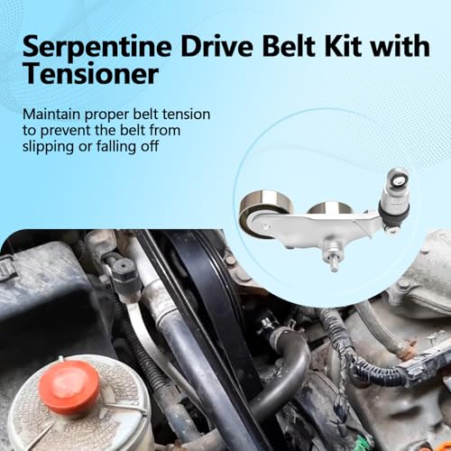 39092 Serpentine Drive Belt Kit with Tensioner Compatible with Honda V6 3.5L 2008-2010 Accord, 2010 Accord Crosstour, 2005-2010 Odyssey, 2006-2011 Pilot Replaces 31170-R70-A01 31170-RKB-005