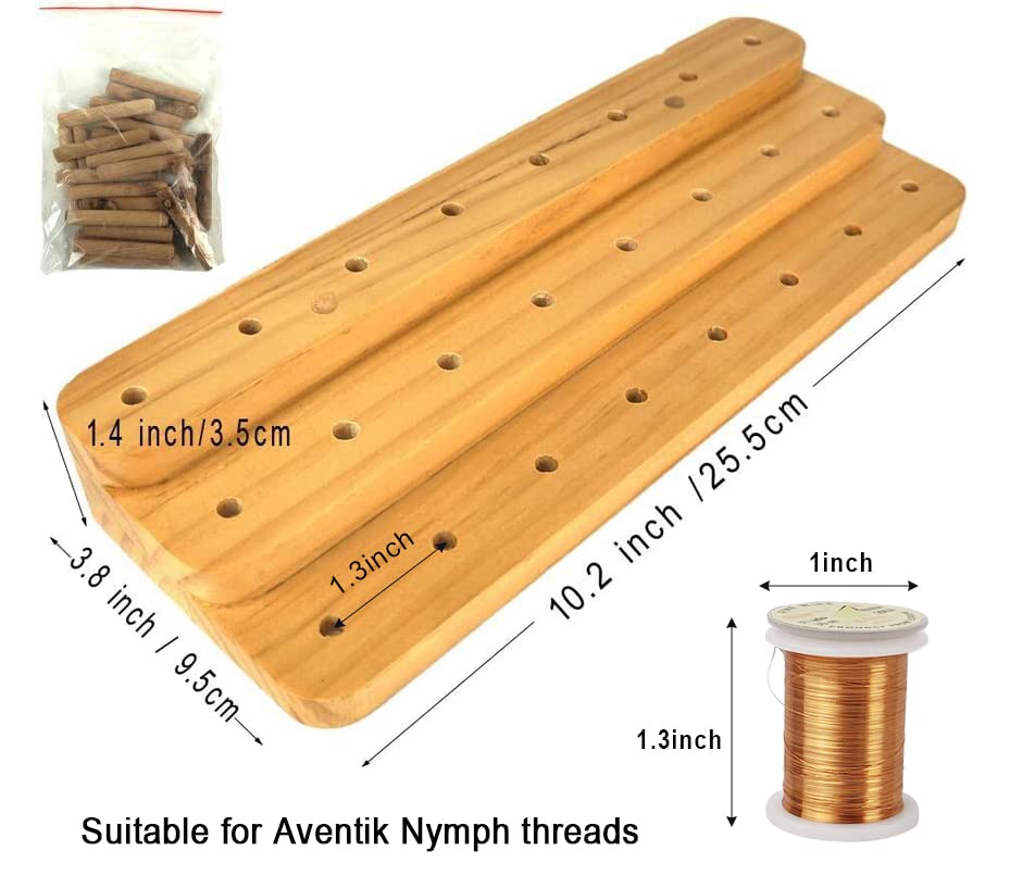 Riverruns Fly Tying Thread Spool Stand Nature Wood Spool Station Hand Made Travelling - color: Combo B