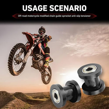 2 PCS Chain Roller Tensioner Guide, 8mm/0.3" 10mm/0.4" Chain Puller Adjuster Wheel, Motorcycle Accessories for Most Dirt Bikes ATVs Motorcycle Bicycles (Black)