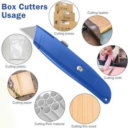 Reginary 20 Pcs Box Cutter Bulk Retractable Utility Knife, Dark Blue - color: Dark Blue