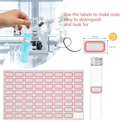6PCS 80ml Clear Glass Flat Test Tubes with Screw Caps and Plastic Stoppers - color: with Aluminium Caps, size: 80ml
