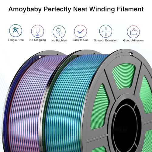 2-Pack Dual Color Silk PLA Filament 1.75mm, Bluegreen-BlueRoseRed - color: 2×1kg Blue Green+blue Rose Red