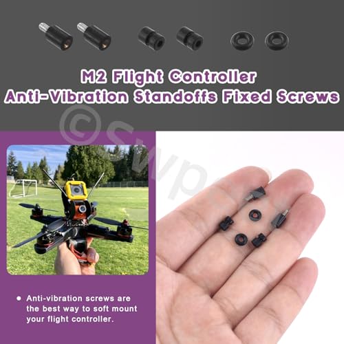 Swpeet 36Pcs M2 Rubber Flight Controller Anti-Vibration Fixed Screws Damper Balls Washer O Rings Assortment Kit, Hardware Spacer Standoffs Soft Mount Vibration Shock Absorber for Flight Controller - size: M2
