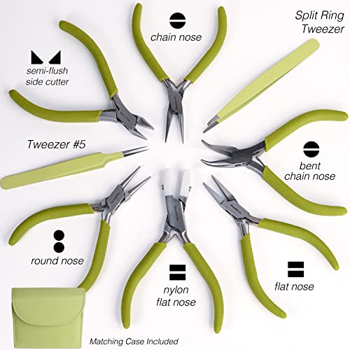 The Beadsmith Fashion Color Pliers, Jewelry Making Supply Set of 8 - color: Light Olive