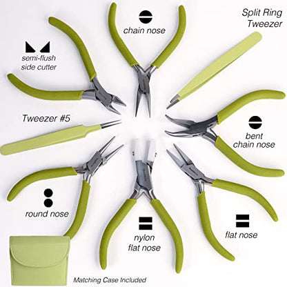 The Beadsmith Fashion Color Pliers, Jewelry Making Supply Set of 8 - color: Light Olive