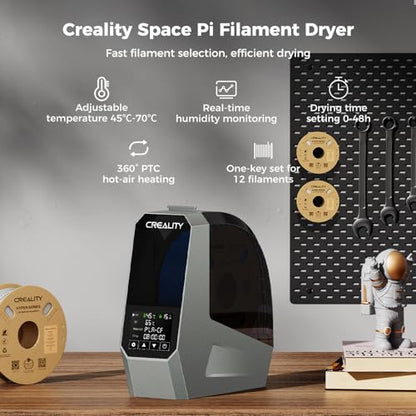 Creality Official Space PI Filament Dryer，3D Printer Filament Dryer Box with 360° 110W PTC Hot-Air Heating, Upgraded Filament Dehydrator Storage Box Support Nylon ABS PETG PLA TPU 1.75/2.85mm