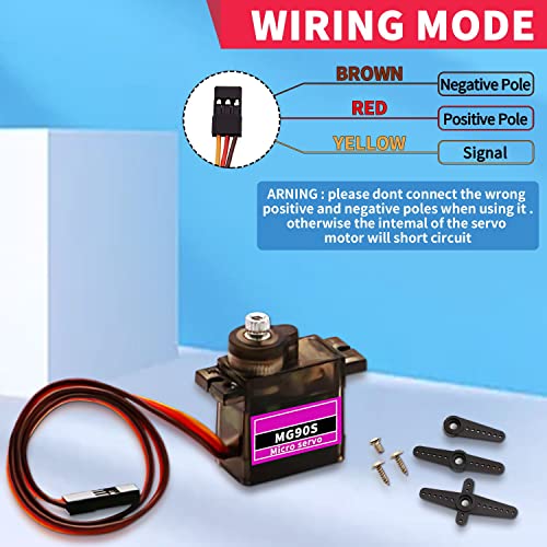 5PCS MG90S 9G Mini Metal Gear Micro Servo for Arduino RC Robot - style: 5PCS MG90S