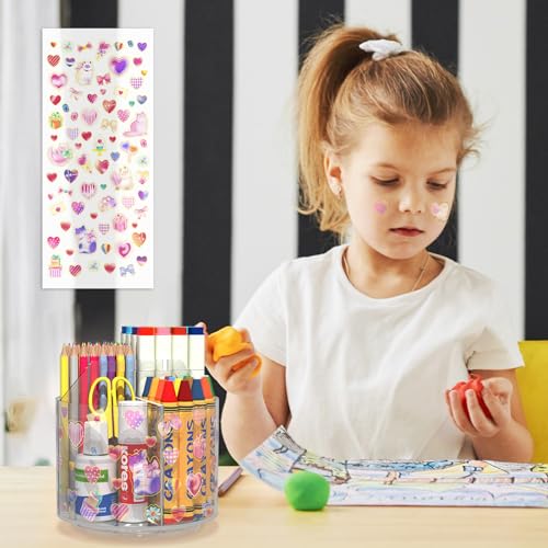 Acrylic Pencil Organizer for Desk Crayon Organizer with Adhesive Sticker - size: Medium x1 sticker