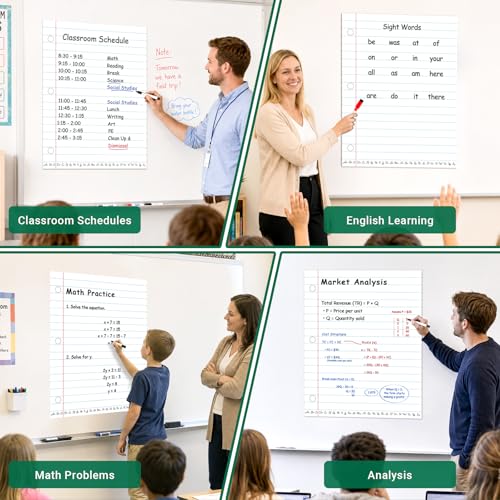 17 x 21 in Giant Magnetic Notebook Paper,Dry Erase Lined for Classroom - size: Notebook Paper - 17 x 21 in