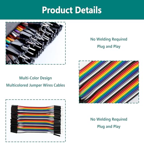 40pcs 10cm Dupont Wire Male to Female 40pin Breadboard Jumper Wires Multi-Color Ribbon Cable Line Connector - size: 40pin(M/F)
