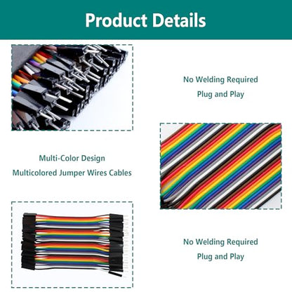 40pcs 10cm Dupont Wire Male to Female 40pin Breadboard Jumper Wires Multi-Color Ribbon Cable Line Connector - size: 40pin(M/F)
