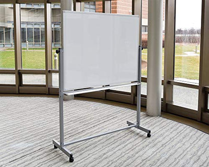 Mobile Magnetic Whiteboard 48"W x 36"H Silver Frame - size: 48"W x 36"H
