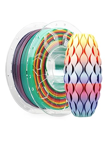 Creality PLA Filament 1.75mm, 3D Printer Filament, 1.0kg (2.2lbs) Spool, No Warp Enhanced Toughness, Dimensional Accuracy ±0.03mm Printing Filament, for FDM 3D Printers (Rainbow) - color: 1kg Rainbow