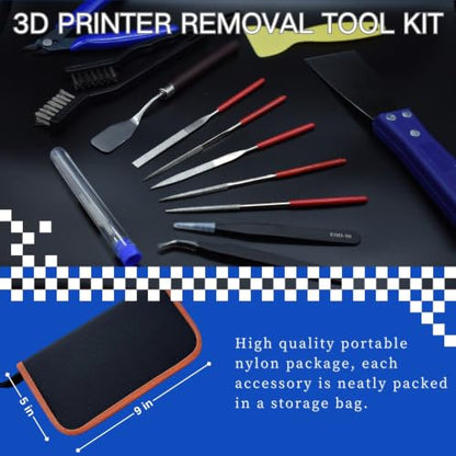 3D Printer Tool Kit, 24pcs Nozzle Cleaning Tool Removal Kit, Wire Brush, Wire Flush Cutter, Scraper Knife, Diamond Files, Tweezer, Putty Knife for 3D Printer, Model Building