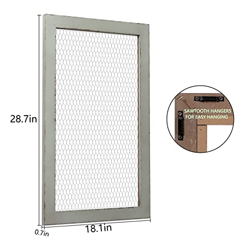 SOFE Rustic Chicken Wire Bulletin Board, Grid Wall Panel 18 × 29" - color: Grey