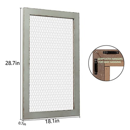 SOFE Rustic Chicken Wire Bulletin Board, Grid Wall Panel 18 × 29" - color: Grey