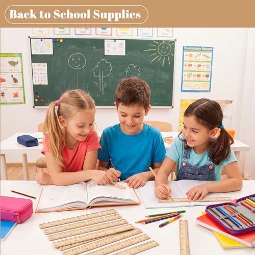 80 Pack Wooden Rulers, 12 Inch/30 cm, Double-Sided for Classroom