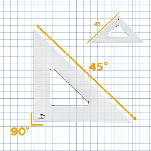 Alvin, SK450-6, 6" Smoke-Tint Triangle Ruler, Math Geometry Tool - 45/90 Degrees - size: 6", style: 45/90 Degree