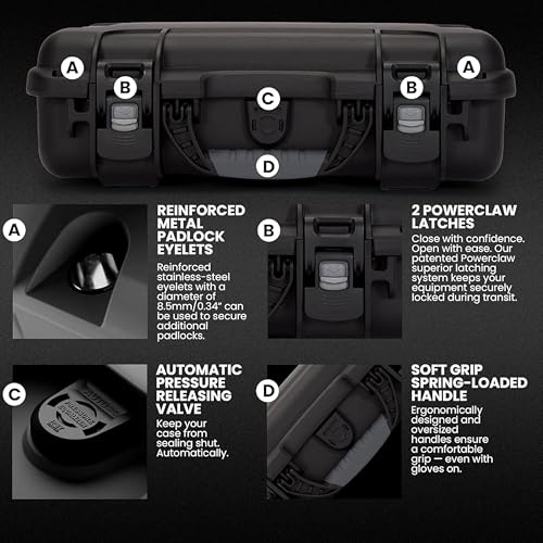 NANUK 910 Hard Case with Customizable Cubed Foam, IP67 Waterproof, Dustproof and Impact Resistant, 14.3” x 11.1” x 4.7”, Rugged Construction for Ultimate Protection, Made in Canada – Black - color: Black, style: Cubed Foam