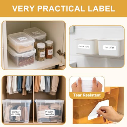 160 Pcs Storage Bin Labels with Marker, Removable No Residue Tear Resistant Matte White Blank Labels, Three Sizes for Home School Business Organization (3 Sizes) - size: 3 Sizes