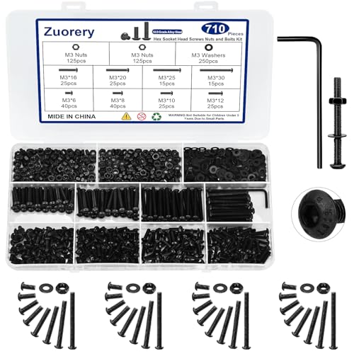 710PCS M3 Screw Assortment Kit, M3x6/8/10/12/16/20/25/30mm M3 Screw Kits - size: M3