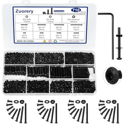 710PCS M3 Screw Assortment Kit, M3x6/8/10/12/16/20/25/30mm M3 Screw Kits - size: M3