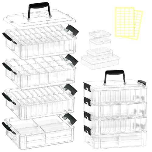 Bead Storage Organizer, 76 Small Containers and Lids, 4 Sizes - size: 4-Tier 8XL+20L+18M+30S