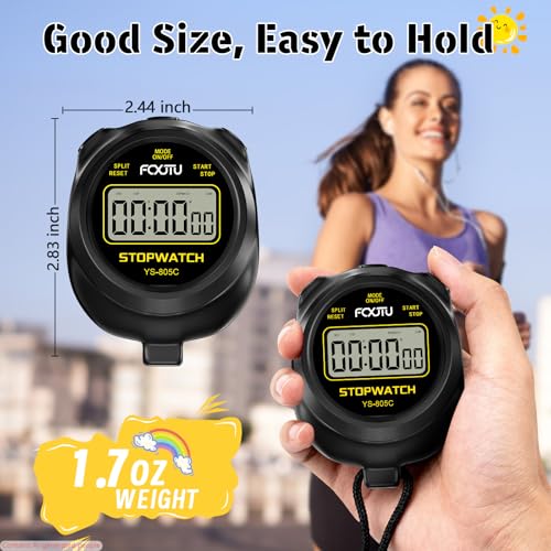 Sports Simple Stopwatch, Digital Single Lap/Split Memory Stopwatch Countdown Timer, On/Off, AAA Battery(Included), Child Friendly for Training Kids Coaches, Black - color: Black