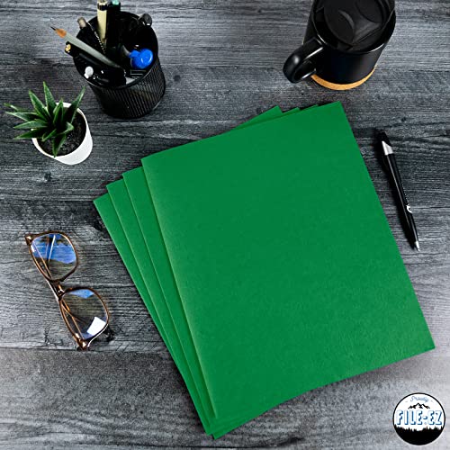 FILE-EZ Two-Pocket Folders, Green, 25-Pack, Textured Paper, Letter Size (EZ-32560) - color: Green, size: 25 Folders