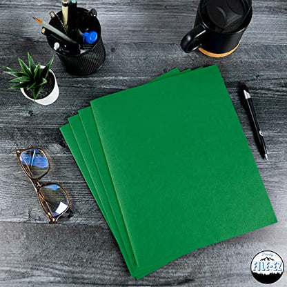 FILE-EZ Two-Pocket Folders, Green, 25-Pack, Textured Paper, Letter Size (EZ-32560) - color: Green, size: 25 Folders