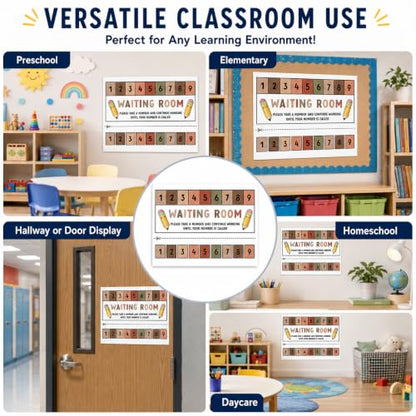 Andaz Press Boho Teacher Waiting Room Sign, Please Take a Number Classroom Poster for Student Management, Teacher Waiting in Line System, Behavior Management Visual Aid, 8.5x11 Thick Cardstock - color: Boho Teacher Waiting Room Sign