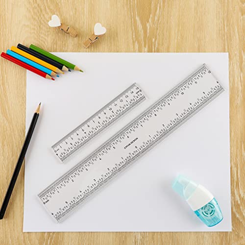 5 PCS 12" Clear Acrylic Ruler Zero-Centering Ruler with Inches & Metric Measuring Tool 12 Inch Straight Edge Rulers for Crafting Drafting Scrapbooking Card-Making Student School Office Home Tool - color: 5 PCS 12" Clear Acrylic Ruler