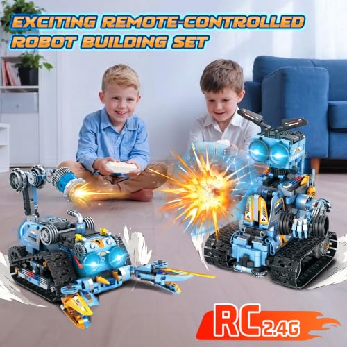4-in-1 Rechargeable Remote Control RC Robot Building Toys for Kids, STEM Educational Building Block Robotics Kit Gifts for Christmas Boys Girls Ages 6 7 8 9 10 11 12+ (813PCS)