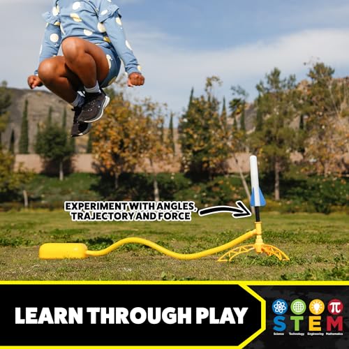 Stomp Rocket Jr Glow Rocket Launcher for Kids, 7 Rockets - Glow in The Dark