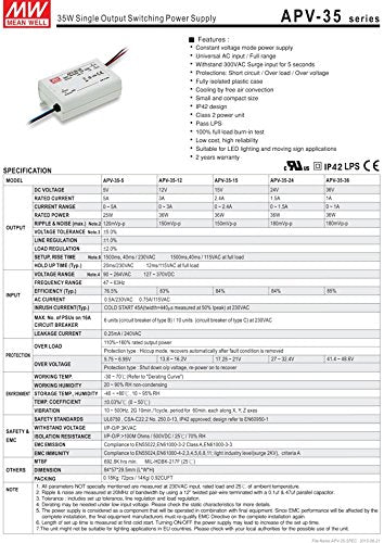 LED Power Supply 36W 12V 3A APV-35-12 Meanwell AC-DC Switching Power Supply APV-35Series Mean Well CV Power Source