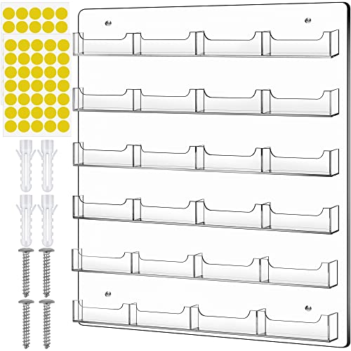 TURSTIN Business Card Holder Wall Mount Clear Sticker Display Marketing Holder Acrylic Business Card Stand Multi Pocket Rack Organizer Space Saver for Home Office (24 Pockets) - style: 24 Pockets