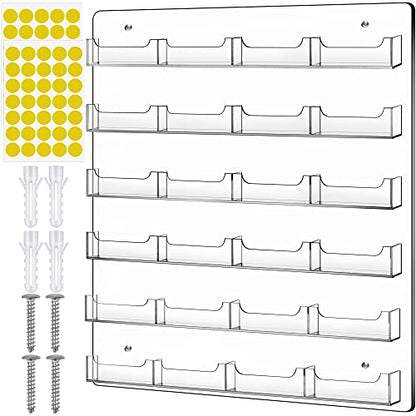TURSTIN Business Card Holder Wall Mount Clear Sticker Display Marketing Holder Acrylic Business Card Stand Multi Pocket Rack Organizer Space Saver for Home Office (24 Pockets) - style: 24 Pockets