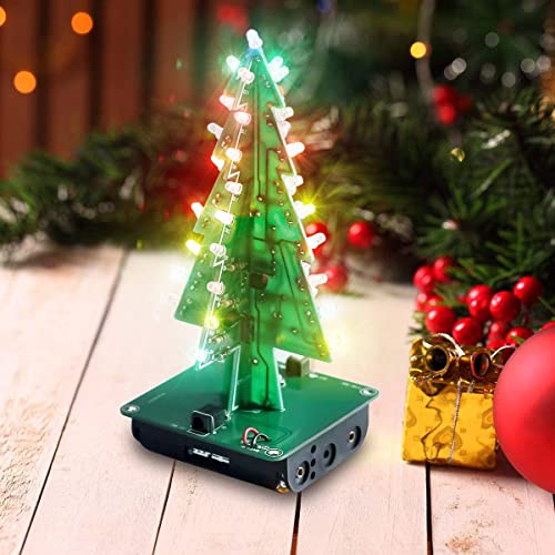 3D LED Christmas Tree Soldering Kit, 7 Color Flashing STEM DIY