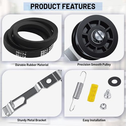 959P3 Washer Idler Pulley Kit Idler Lever and Belt Kit Compatible with Sp-eed Qu-een Replaces PRM959P3 UNMC959P3 2020782 AP4489045 PS12661973