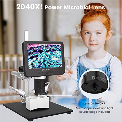 LM246MS 3 Lens 7 inch HDMI Digital Microscope for Adult Soldering - size: 3 Lens 7" HDMI