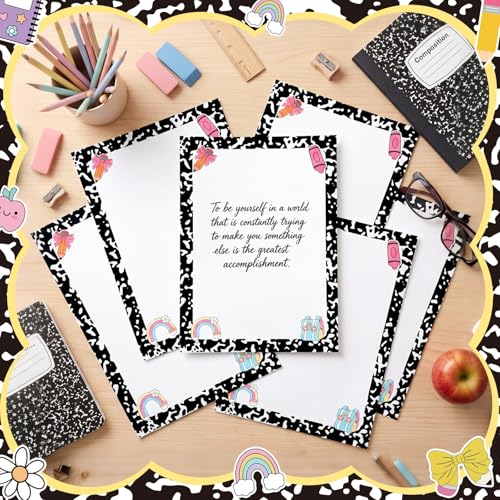 Lincia 30 Pcs Composition Notebook Line Large 12''Table Dots Dry Erase Dots for Classroom Table Removable Stickers Vinyl Wall Whiteboard No Staining Spots for School Teacher Office Teaching Supplies - style: Composition Line