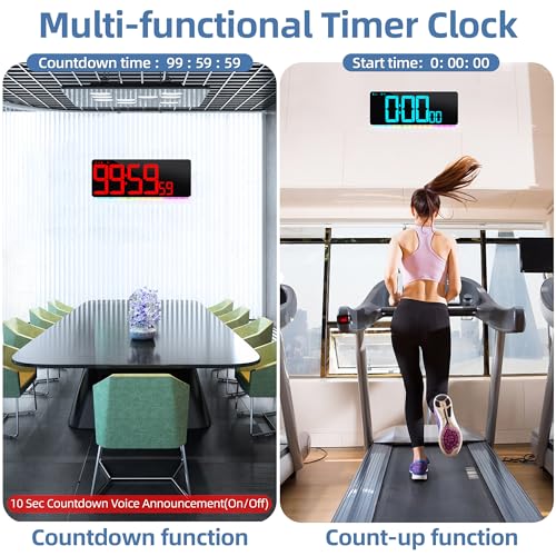 13.5"Large Digital Wall Clock Timer with Night Light 11 Colors Available - color: White Shell