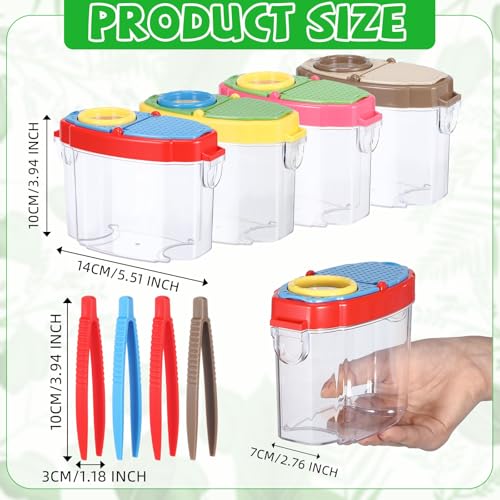 Halloscume 4 Pack Bug Catcher Insect Viewer for Kids with Tweezers, Deep - color: Deep