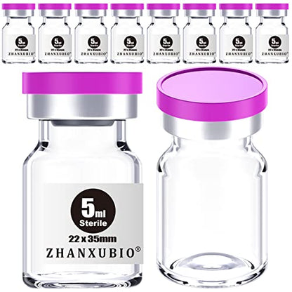 Sterile Empty Vials with Self Healing Injection Port and Aluminum Plastic Cap,Sterile Package (5ml Clear 10PCS) - size: 5ml Clear 10PCS