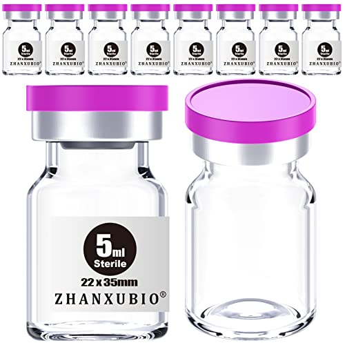 Sterile Empty Vials with Self Healing Injection Port and Aluminum Plastic Cap,Sterile Package (5ml Clear 10PCS) - size: 5ml Clear 10PCS