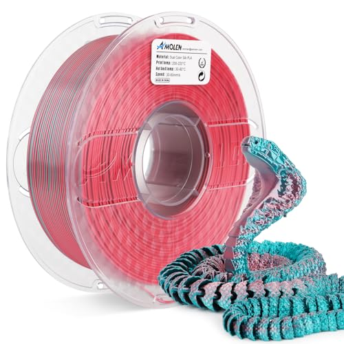 AMOLEN Silk PLA 3D Printer Filament, Dual Color Blue Green & Silk Coral PLA 1.75mm, Shiny Color Change Filament 3D Printing PLA Filament for Most FDM 3D Printer, 1kg Spool(2.2lbs) - color: Blue Green/Coral