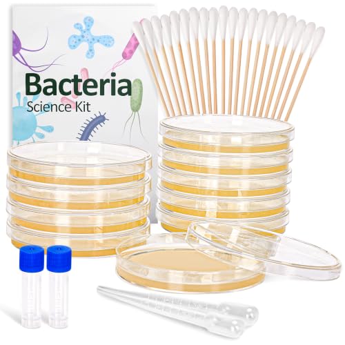Bacteria Growing Kit with Pre-Poured Agar Plates | LB Agar Petri Dishes for Kids, Students | Ready-to-Use for Science Fair Projects, School Labs & Home Experiments